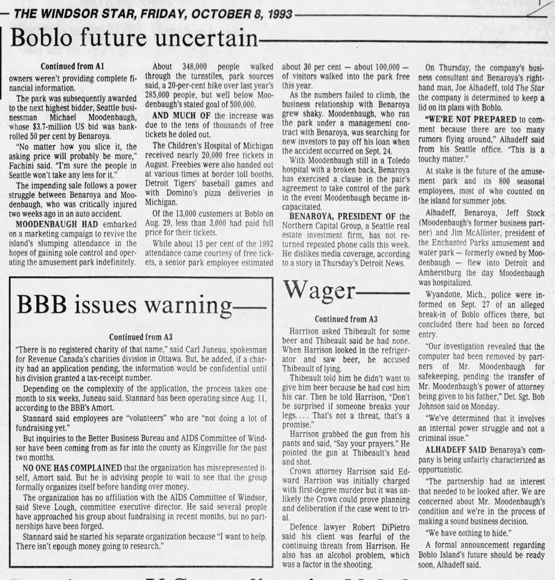 Bob-Lo Island - 1993 Article On Future Of Boblo